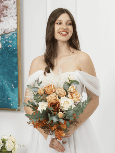 Bridesmaids bouquet, Wedding bouquet, Orange bridal bouquet, Terracotta orange bouquet, Rust wedding bouquet, Fall wedding bouquet